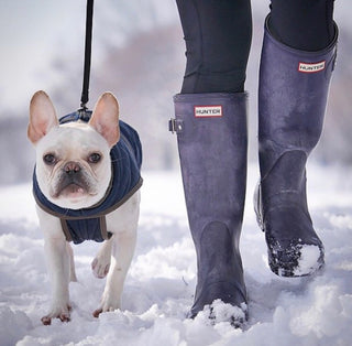 model in navy quilted berber vest